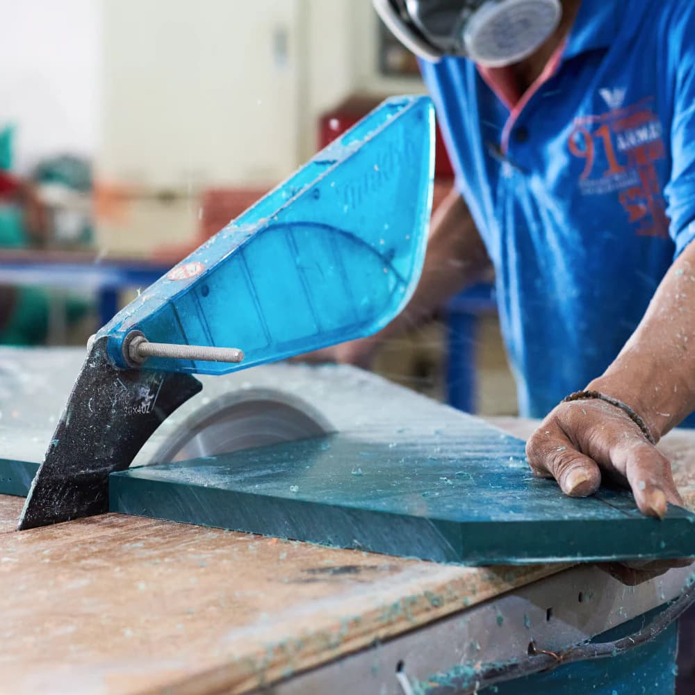 Cutting Robries Polymer Sheet with a circular saw